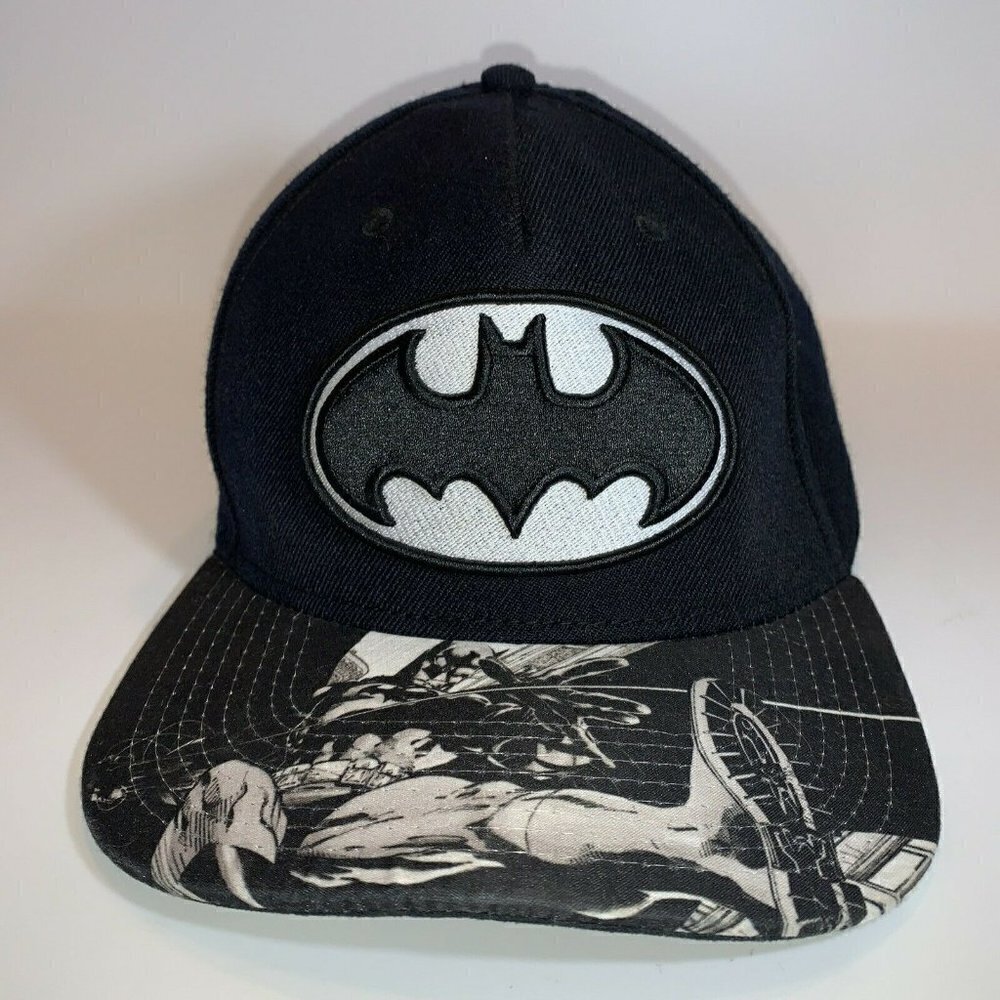 Batman Caped Crusader DC Comic Hat Cap‎ Snapback Black Gray Adjustable OSFM